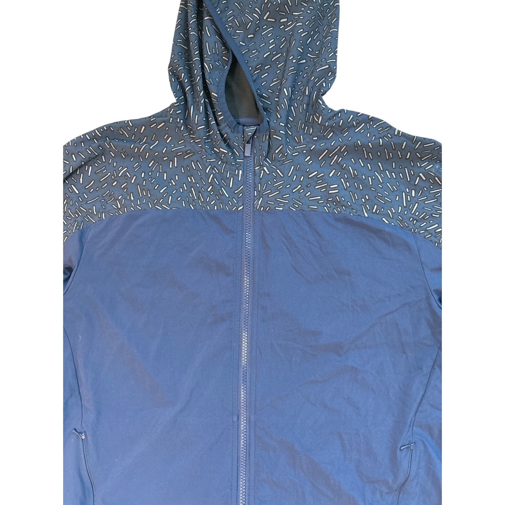 Outdoor Voices Jacket Mens Large Windbreaker Full Zip Hooded Spandex Blue View 2
